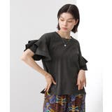 スミクロ(018) | 【汗染み防止】袖フリルTシャツ【UVカット/洗濯機OK】 | THE SHOP TK