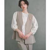 【通勤・セレモニー】ダブルクロス ペプラムジレ/セットアップ可 | THE SHOP TK | 詳細画像2 