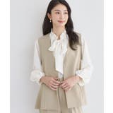 ベージュ(052) | 【通勤・セレモニー】ダブルクロス ペプラムジレ/セットアップ可 | THE SHOP TK