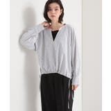 キーネックストライプドロストシャツブラウス | THE SHOP TK | 詳細画像1 