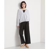 キーネックストライプドロストシャツブラウス | THE SHOP TK | 詳細画像3 