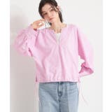 ピンク(372) | キーネックストライプドロストシャツブラウス | THE SHOP TK