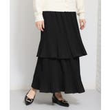 ブラック(019) | 【セレモニーにもカジュアルにも】2段ティアードプリーツスカート | THE SHOP TK