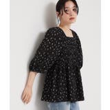 ブラック(119) | 大人のフェミニンスタイルに 花柄楊柳シャーリングブラウス | THE SHOP TK