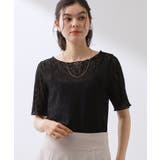 ブラック(019) | 繊細で上品な レース5分袖トップス | THE SHOP TK