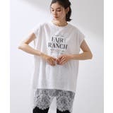オフホワイト(003) | レース切替 ロングTシャツ | THE SHOP TK