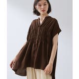 ブラウン(043) | 【夏に嬉しい機能つき】ひんやりさらさら シャーリングブラウス | THE SHOP TK