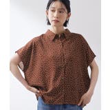 ブラウン(143) | 大人のためのドット柄 襟付きブラウス | THE SHOP TK
