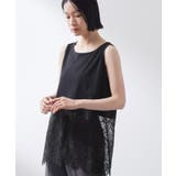ブラック(019) | 【ひんやり/人気アイテム】レイヤードスタイルに 裾レースタンクトップ | THE SHOP TK