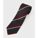 ボルドー(364) | 京都丹後 タッサーバスケット ストライプネクタイ | TAKEO KIKUCHI