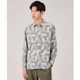 グレー(112) | 【Made in JAPAN】スライドパズル柄 シャツ | TAKEO KIKUCHI