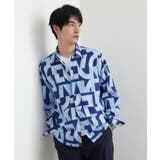 ブルー(192) | 【Made in JAPAN】スライドパズル柄 シャツ | TAKEO KIKUCHI