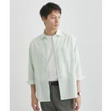 ミントグリーン(021) | ハイブリッド リネン 7分袖 シャツ | TAKEO KIKUCHI