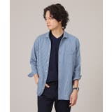 ブルー(392) | 【抗菌防臭／7分袖】サッカージャージ ストライプシャツ | TAKEO KIKUCHI