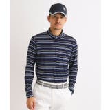 ネイビー(394) | 【吸湿発熱】ボーダーデザイン 長袖ハーフジッププルオーバー | adabatmen