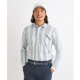 ホワイト(201) | JAZZモチーフ ストライプデザイン 長袖ポロシャツ | adabatmen