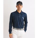 ネイビー(294) | JAZZモチーフ ストライプデザイン 長袖ポロシャツ | adabatmen