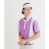 ラベンダー(080) | 【ADBT】ツートーンカラーデザイン 半袖ポロシャツ | adabatmen