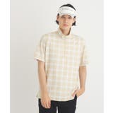 ベージュ(052) | 【ADBT】チェックデザイン 半袖ハーフジッププルオーバー | adabatmen