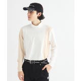 ホワイト(001) | 【ADBT】ツートーンカラーデザイン 長袖モックネックプルオーバー | adabatmen