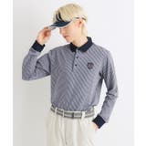 ブルー(393) | サッカーストライプ 長袖ポロシャツ | adabatmen