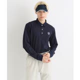 ネイビー(394) | サッカーストライプ 長袖ポロシャツ | adabatmen