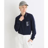 ネイビー(094) | 【吸湿発熱】鍵盤ロゴデザイン 長袖ポロシャツ | adabatmen