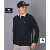 ネイビー(094) | 吸水速乾 サッカーストライプ長袖ポロシャツ | adabatmen