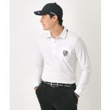 ホワイト(001) | 【吸湿発熱】ポケットエンブレム長袖ポロシャツ | adabatmen