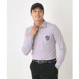 パープル(081) | 【吸湿発熱】ポケットエンブレム長袖ポロシャツ | adabatmen