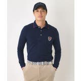 ネイビー(094) | 【吸湿発熱】ポケットエンブレム長袖ポロシャツ | adabatmen