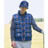 【新レーベル ADABAT NAVY】撥水 タータンチェック中綿ベスト | adabatmen | 詳細画像1