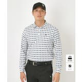 ホワイト(102) | 【UVカット・吸水速乾】アスコットプリント長袖ポロシャツ | adabatmen