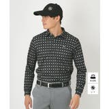 ブラック(119) | 【UVカット・吸水速乾】アスコットプリント長袖ポロシャツ | adabatmen