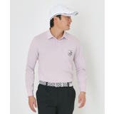 パープル(382) | 吸水速乾シャンブレーストライプ長袖ポロシャツ | adabatmen