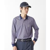 ブルー(392) | ファインストライプ長袖ポロシャツ | adabatmen