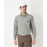 ブラック(219) | ボタニカルジャカード長袖ポロシャツ | adabatmen