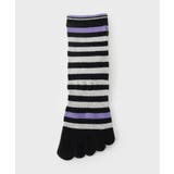 ブラック(319) | 5本指ボーダーショートソックス | adabatmen