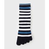 ネイビー(394) | 5本指ボーダーショートソックス | adabatmen