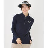 ネイビー(094) | 【吸湿発熱】ハーフジップ長袖モックネックT | adabat