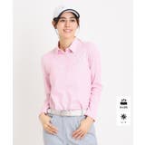 ピンク(372) | UVカット/吸水速乾 シャンブレーストレイプ 長袖ポロシャツ | adabat