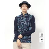 ネイビー(194) | UVカット/吸水速乾 バブルプリントハーフジッププルオーバー | adabat