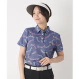 ネイビー(194) | シャンブレープリント半袖ポロシャツ | adabat