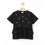 ブラック(019) | 【100-150cm】裾フリルハート刺繍Tシャツ | SHOO・LA・RUE