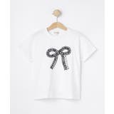 ホワイト(001) | 【100-150cm】ギンガムリボンTシャツ | SHOO・LA・RUE