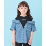 【120-150cm】肩あきデニムドッキングシャツ | SHOO・LA・RUE | 詳細画像1 