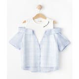 サックスブルー(290) | 【110-140cm】チェックシャツデザイントップス | SHOO・LA・RUE