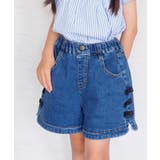 【110-140cm】サイドリボンデニムショートパンツ | SHOO・LA・RUE | 詳細画像1
