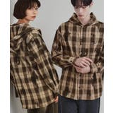 ブラウン(243) | ヴィンテージフードチェックシャツ | tk.TAKEO KIKUCHI