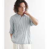 ブルー(091) | ジャカードニットポロ | tk.TAKEO KIKUCHI